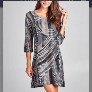 Lightweight grey geometric knit dress
